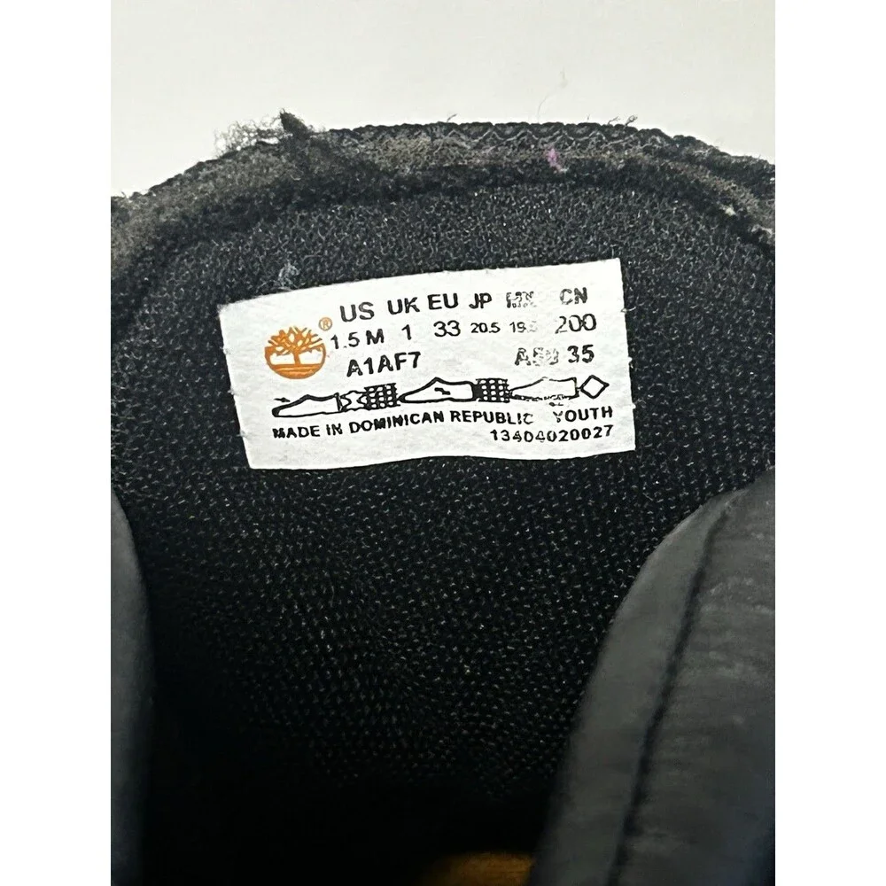 Timberland Kids Field Boots In Black Nubuck Leather Size 1.5 M Youth
